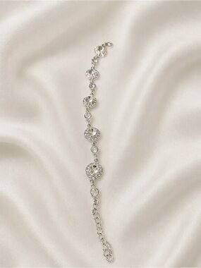Modern Napier Crystal Circle Drop Silver Bracelet